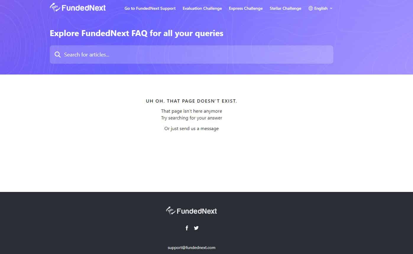 fundednext broken page from customer service